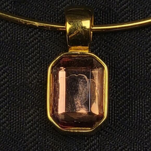 JOAN RIVERS Round Gold Tone Slide Necklace Amber Pendant NWOT - Picture 2 of 4